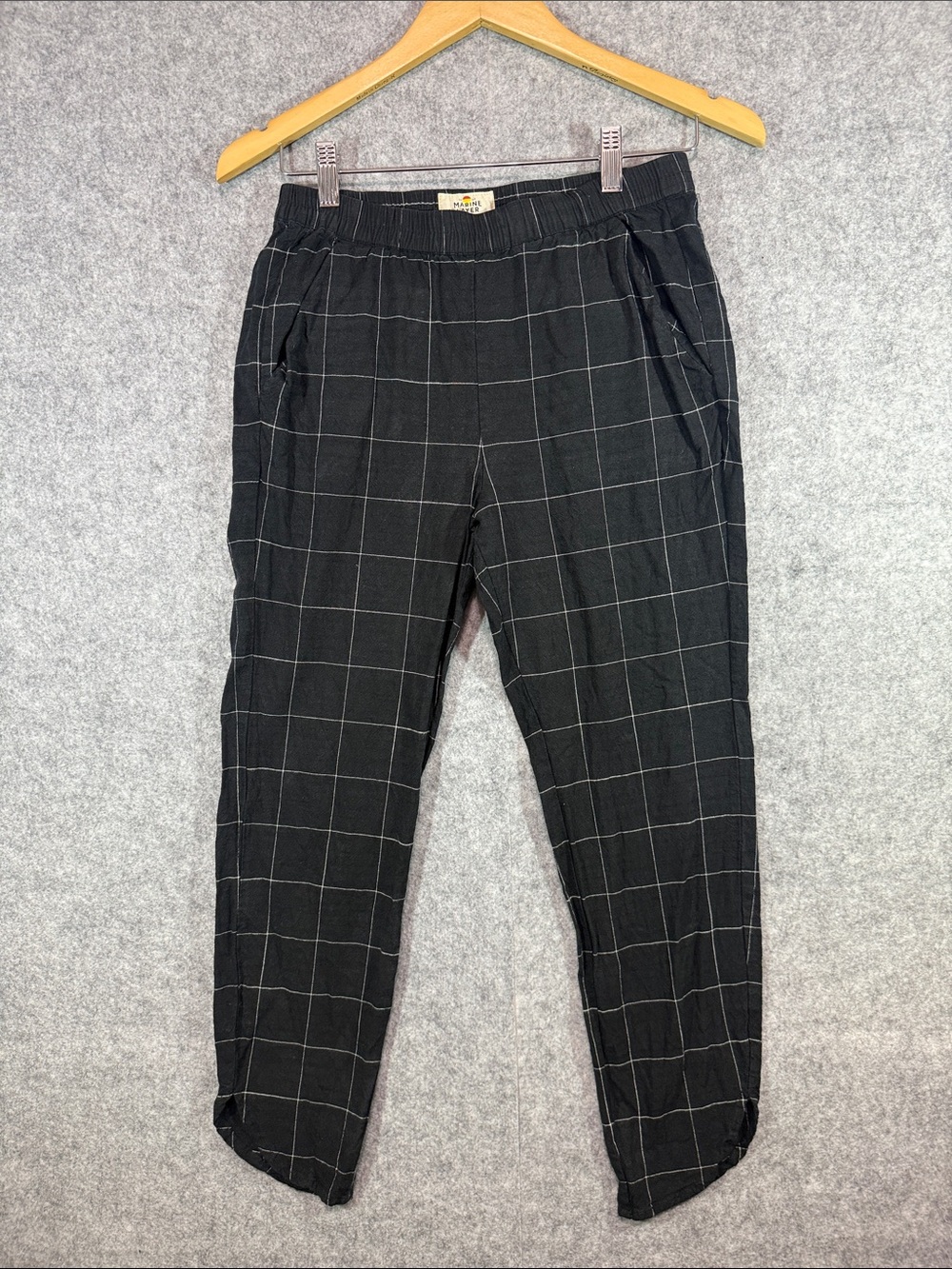 Marine Layer Capris - Womens XS - Black Windowpane Elastic Waist Pockets Comfort